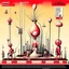 Placeholder: Surreal, Style by Yves Tanguy, Dante's third level of hell = GLUTTONY, gloop running through tubes, symbolic art, massively obese non-human, biomorphic deformity, Expressionism