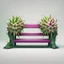 Placeholder: A bench in the colors of the dragon fruit with green on a light background to remove