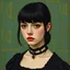 Placeholder: Wednesday addams, with bangs, in the style of claude monet