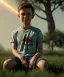 Placeholder: realistic image, boy sitting under a tree, god rays, 8k, 16 bit, vibrant color