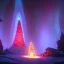 Placeholder: Christmas tree inside a volcano with donuts on the tree, hyper realistic, photography, rays, amazing lighting