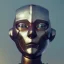 Placeholder: Robot cute neck head portrait, warrior costume, village, meditation, 8k quality