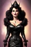 Placeholder: painting of lisa ann as evil queen in black leather, feminie, angry, stern look on her face, volouptous, busty, cleavage, emperious, mature, highly detailed, digital painting, artstation, concept art, smooth, sharp focus, illustration, art by gaston bussiere and alphonse mucha