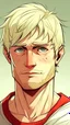 Placeholder: man, 35 years old, blond, short hair. red eyes. athletic build. height 190. smart and cruel, comic art