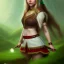 Placeholder: Halfling, woman, full body, red braid hair, adventurer, green eyes, magic, Lilith,