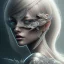 Placeholder: fantasy magic, intricate, sharp focus, illustration, highly detailed, digital painting, concept art, matte, masterpiece head sexy front view black blonde beauty space lady silver carp skin one head blonde space night