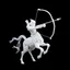 Placeholder: 2D yarn art, minimalism, Male Centaur in an aiming a bow and arrow pose made entirely out of white yarn, dark negative space, extreme contrast, concept art, stunning, dramatic, intricate details, reminiscent of the stylized concept art of Ash Thorp, showing the beauty of simplicity