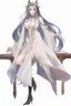 Placeholder: Moon queen long white hair, black robes, blue eyes