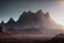 Placeholder: Epic mountain landscape, planet in the horizon