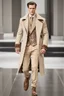 Placeholder: a men winter fashion runway with modern clothes inspired by Superman style, embroidery elegante fashion beige tones