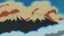 Placeholder: Yeti escaping wildfires, Alberta, background=moutains, shot type = MCU