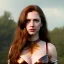 Placeholder: hyper realist, hyper detailed, stunningly beautiful teen girl, long ginger hair, green eyes, medium freckles, full lips, skimpy fantasy intricate leather armour, full body and head, c-cup breasts, shocked expression, centred camera, full frame, petite, centered camera