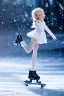 Placeholder: cute little angel on skating on ice snowfall