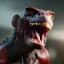 Placeholder: genetically spliced gorilla lizard eagle bat, feeding, in flight, large fangs, horror, bloody, perfect, meticulous