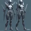 Placeholder: full body alien warrior female