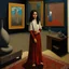 Placeholder: persian girl , iranian carpet,surrealist painting called 'today I am thinking about death by dali and picasso and magritte and Breughel