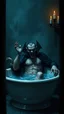 Placeholder: Bosch painting style nightmare , 3D , Count Dracula Taking a bath in bath top, background, high Quality picture , 8k