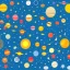 Placeholder: solar system with stars in background, flat design, futuritic