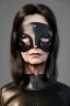 Placeholder: executioner in black leather, mature woman, skintight eye mask, cleavage, evil, angry, steam punk, 8k,dark