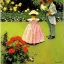 Placeholder: Bright Flowers in a garden Norman Rockwell