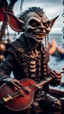 Placeholder: portrait of a vampire werewolf goblin gremlin with mustage smoking a violin blood of fish on a viking ship, in the style of Giger,bokeh like f/0.8, tilt-shift lens 8k, high detail, smooth render, down-light, unreal engine, prize winning