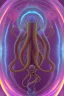 Placeholder: Spiritual being with Tentacles over human Head creating reality around, wrapping Spiral around Human, Psychedelic