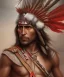 Placeholder: Guaicaipuro,native american warrior, Muscular, three red feathers headband, holding spear