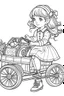 Placeholder: Outline art for coloring page OF A POPULAR TOY IN 1944 FOR A LITTLE GIRL IN THE UNITED STATES OF AMERICA, coloring page, white background, Sketch style, only use outline, clean line art, white background, no shadows, no shading, no color, clear