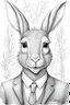 Placeholder: young jackalope with antelope horns in a suit and tie, pencil drawing, emphasize emotion and realism, Walt Disney style, vintage