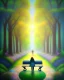 Placeholder: park mystical dream, park bench, man, woman, child, dog, trees, path, bird, sunshine, mystical, fantasy, romanticism, pastel colors, daylight, daytime, acrylic painting, detailed, soft focus,