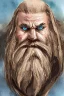 Placeholder: portrait, watercolour, illustration, dnd, fantasy, dwarf, beard, square face, ghost, ethereal, blue skin, glowy skin, see-through, angry