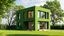 Placeholder: Single-family home designed as a pure green cube with random gaps or windows