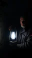 Placeholder: A man with oil lamp in a Coal mine.
