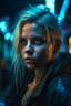 Placeholder: hyper real oil painting of blonde sami cyberpunk Malkavian vampire portrait with clear blue-green eyes in spotlight feeling in control in goth ruins, zeiss prime lens, bokeh like f/0.8, tilt-shift lens 8k, high detail, smooth render, down-light, unreal engine, prize winning