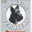 Placeholder: circle containing a black and white image of a terrier