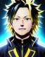 Placeholder: Detailed anime portrait of denki Kaminari from my hero academia, golden hair, black suit, intricate details, full body portrait, keep head in frame, slight smile, black Japanese motif, concept art, highly detailed, digital painting, concept art, sharp focus, illustration, art by Yoji Shinkawa, WLOP and greg rutkowski and alphonse mucha and artgerm and yanjun Chen and Junji ito and Makoto Shinkai, HDR, octane render