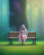 Placeholder: park mystical dream, park bench, man, woman, child, dog, trees, path, bird, sunshine, mystical, fantasy, romanticism, pastel colors, daylight, daytime, acrylic painting, detailed, soft focus,