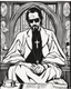 Placeholder: hans gruber as an irritated priest wearing red sunglasses