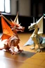 Placeholder: an origami dragon fight in a real world