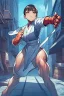 Placeholder: cammy white from street fighter wearing juri outfit in Yusuke Murata style