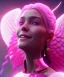 Placeholder: A portrait of gourgeus smiling angel queen, sweet ligth pink atmospheric, realistic, unreal engine, cinematic lighting, octane render.