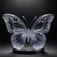 Placeholder: Create a breathtaking crystal quartz glass sculpture of a delicate butterfly embodying mesmerizing translucent effects against a plain dark shaded background. Craft a scene where the interplay of light and glass produces a captivating visual symphony. Consider the intricacies of the sculpture's form, the subtle nuances of transparency, and the contrast against the deep darkness of the backdrop to elevate the overall aesthetic. Let your imagination fuse with the essence of the butterfly to evoke