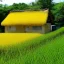 Placeholder: flowery cottage a golden rice field