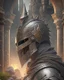 Placeholder: Dark souls Knight, aura, portrait, background Dark souls like ruins, comic style, helmet,