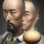 Placeholder: portrait of one korean man with giant egg head