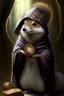 Placeholder: squirrel hedgehog mix being a cleric of death hood with