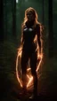 Placeholder: girl in the forest, sparks around her, sparks cybernetic, enchanted cyberkatana, high lighting, intricate, 8k, macro photography,