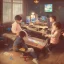 Placeholder: japanese children play gaming, controller in hand, gaming room