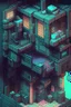 Placeholder: escher style in game asset house anime cyberpunk style