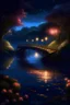 Placeholder: A night bridge in the park, a cozy lonely flashlight is burning, a crystal clear river under the bridge, beautiful flowers around, rose petals on the water, glow professional photo, careful drawing of small details,detailed digital painting, high image detail 120k, fine detailed drawing, perfect angle, professional photo, HDR, UltraHD, many details, pixel study, hyperreal, 9D, hyper detail, photorealism, ultra high graphics, realistic, hyper clarity